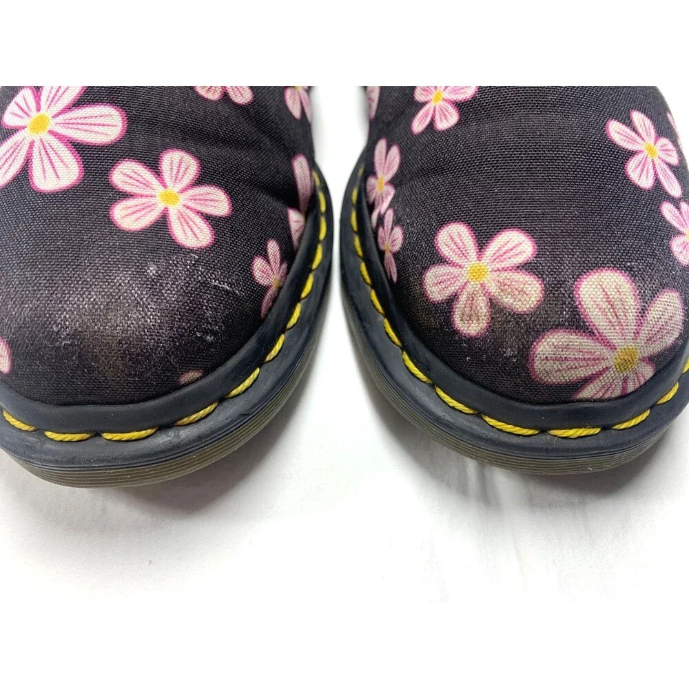 Dr Martens 1460 Page Meadow Black Canvas Floral Ankle Vegan Boots Size US 7 EU38